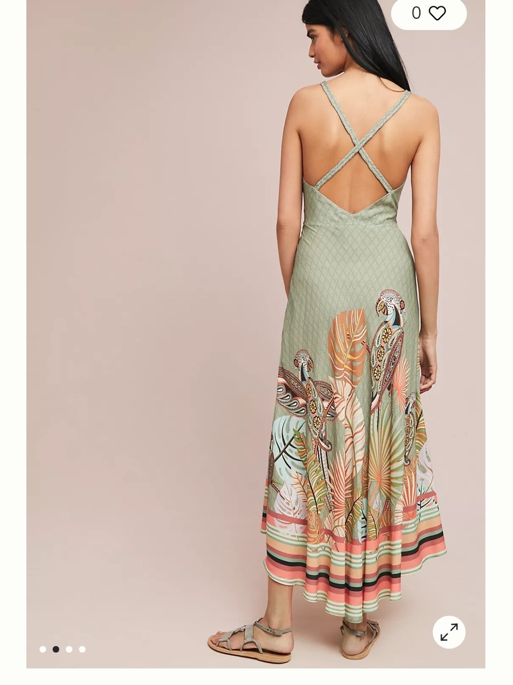 FARM Rio Sage Green Tropical Parrot Maxi Dress - Picture 2 of 5